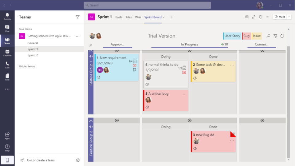 screenshot of Agile Task Board